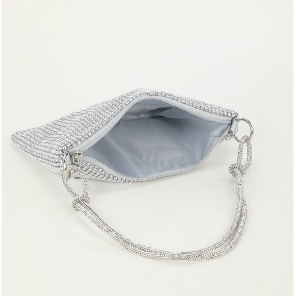 Rhinestone Bag With Zipper Silver - Picture 6 of 6